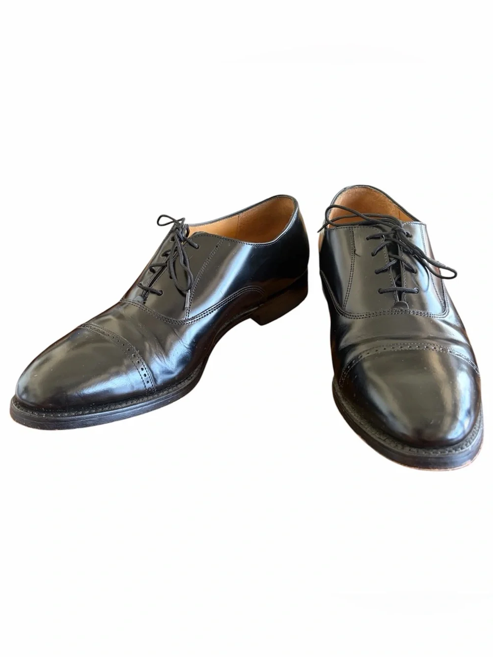 Johnston & Murphy Black Leather Whitman Cap-Toe Oxfords Size 8 1/2 W